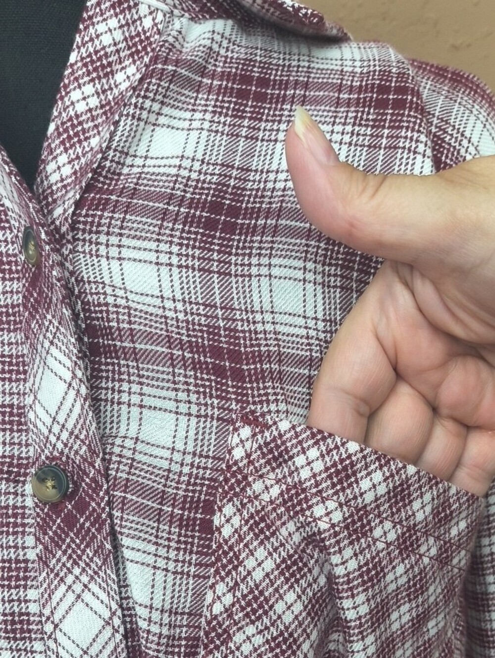 NWT Maurices Burgundy and White Plaid Button-Down Shirt Size 1X - Picture 6 of 7